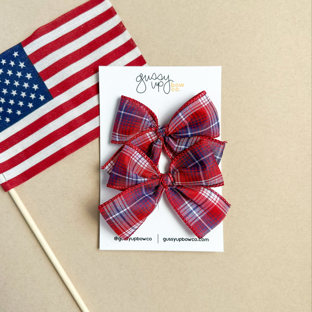 Patriotic Gingham Pigtail Set