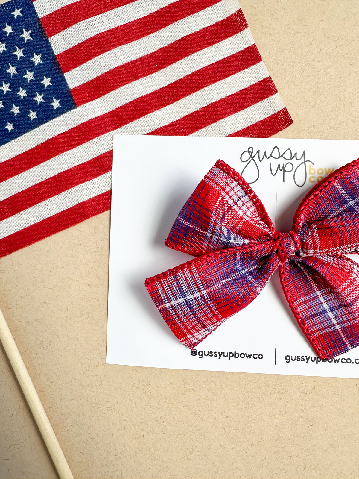 Patriotic Gingham Bow