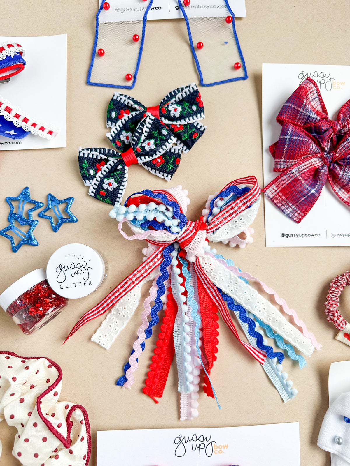 Patriotic Gingham Bow