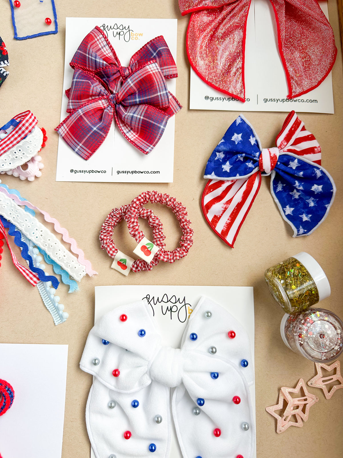 Red Gingham Scrunchy Set