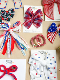 Patriotic Gingham Pigtail Set