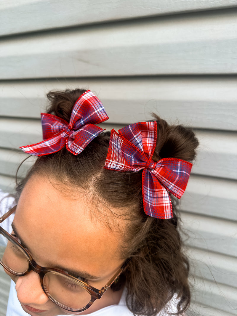 Patriotic Gingham Pigtail Set