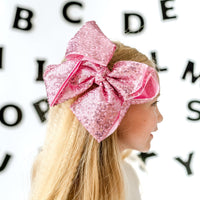 Pink Sequin Large Glam Bow | Back to School 24 Collection