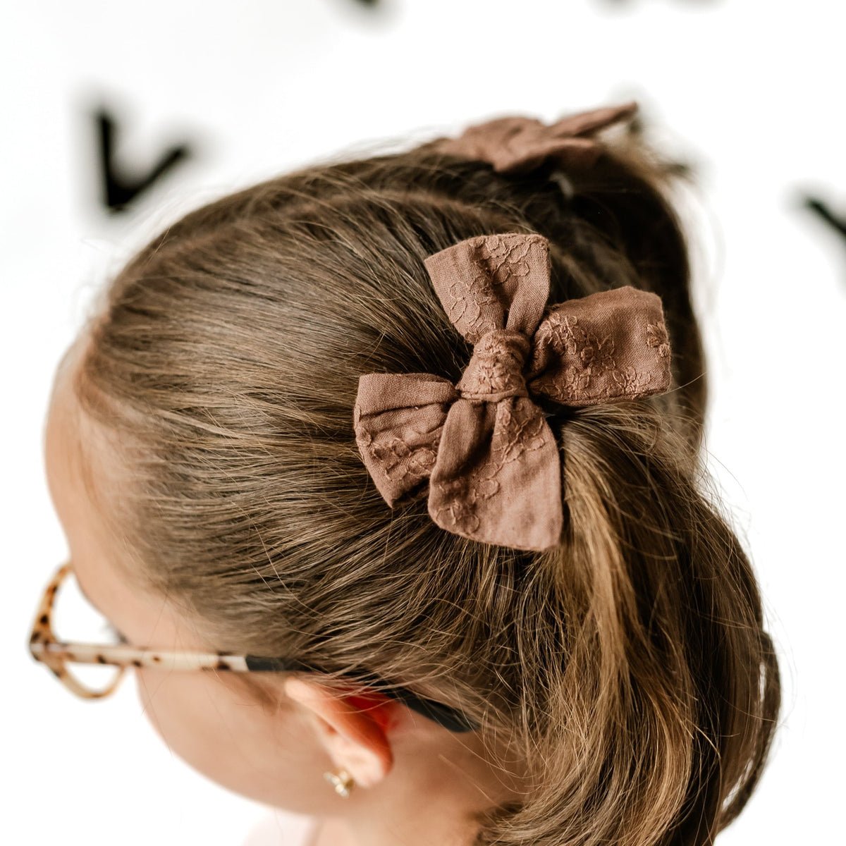 Brown Embroidered Classic Pigtail Set | Back to School 24 Collection