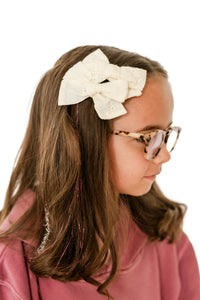 White Embroidered Mini Classic Bow | Back to School 24 Collection