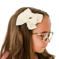 White Embroidered Classic Pigtail Set | Back to School 24 Collection