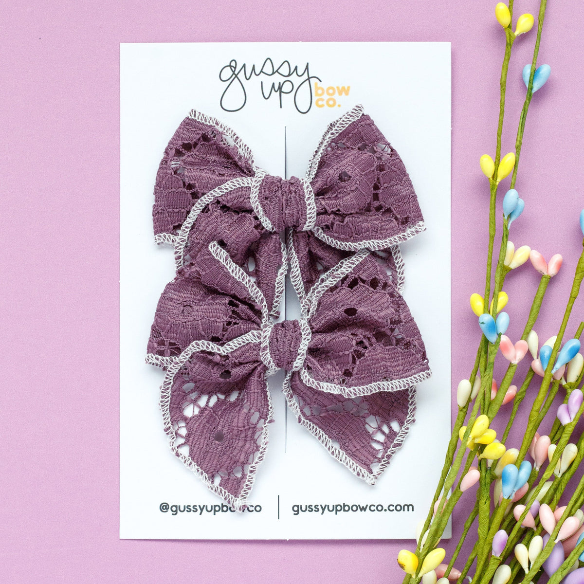 Plum Lace Whimsy Pigtail Set