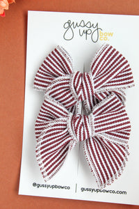 Maroon Pinstripe Pigtail Set | Whimsy Bow