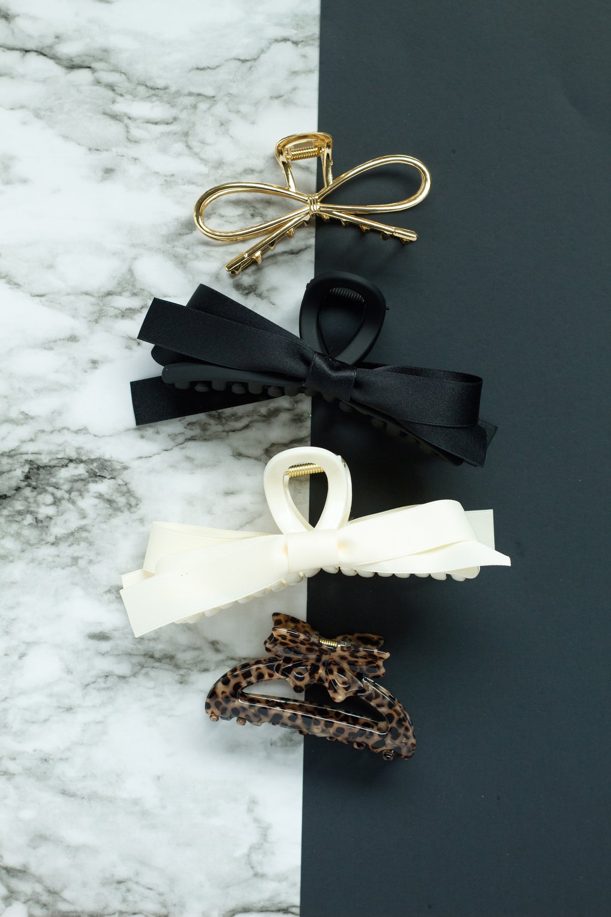 Black Satin Bow Claw Clip