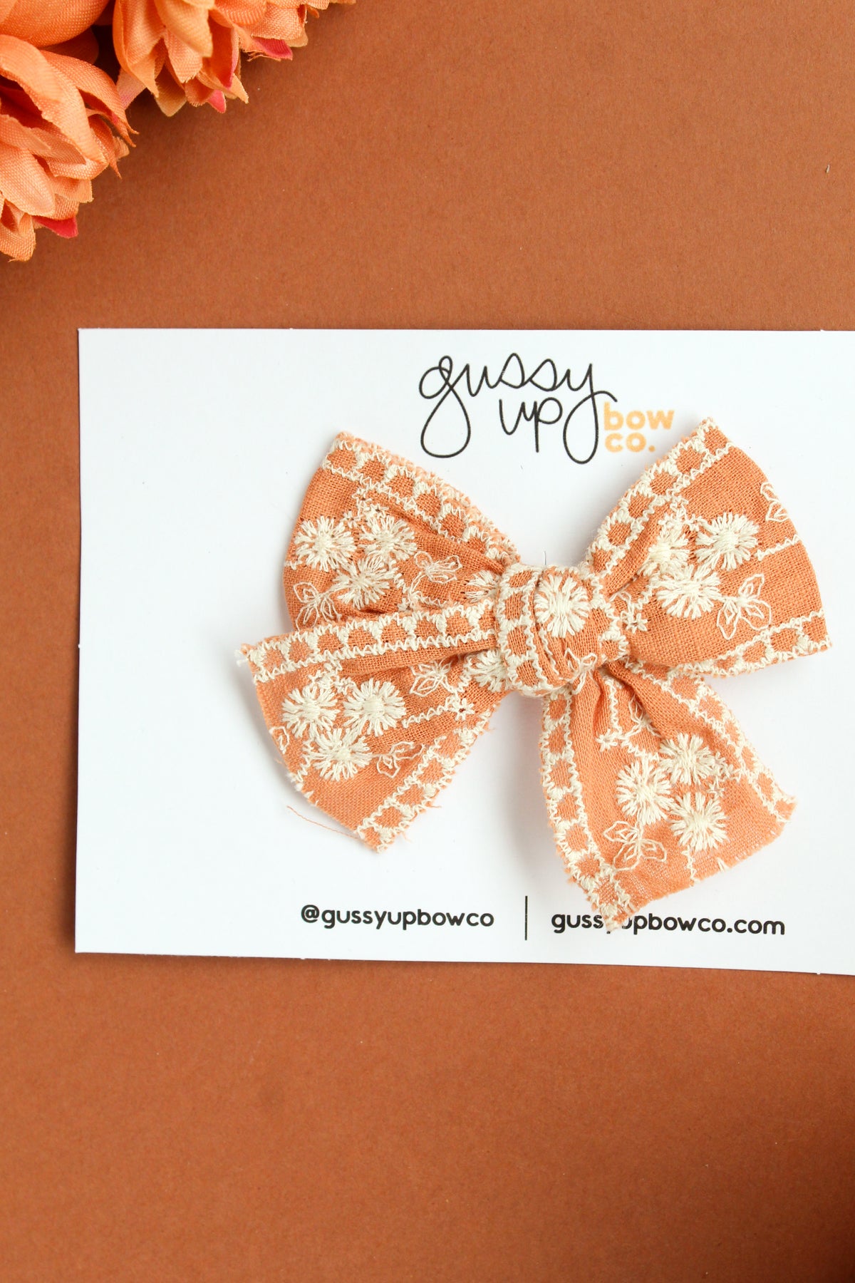 Rust Embroidered Bow