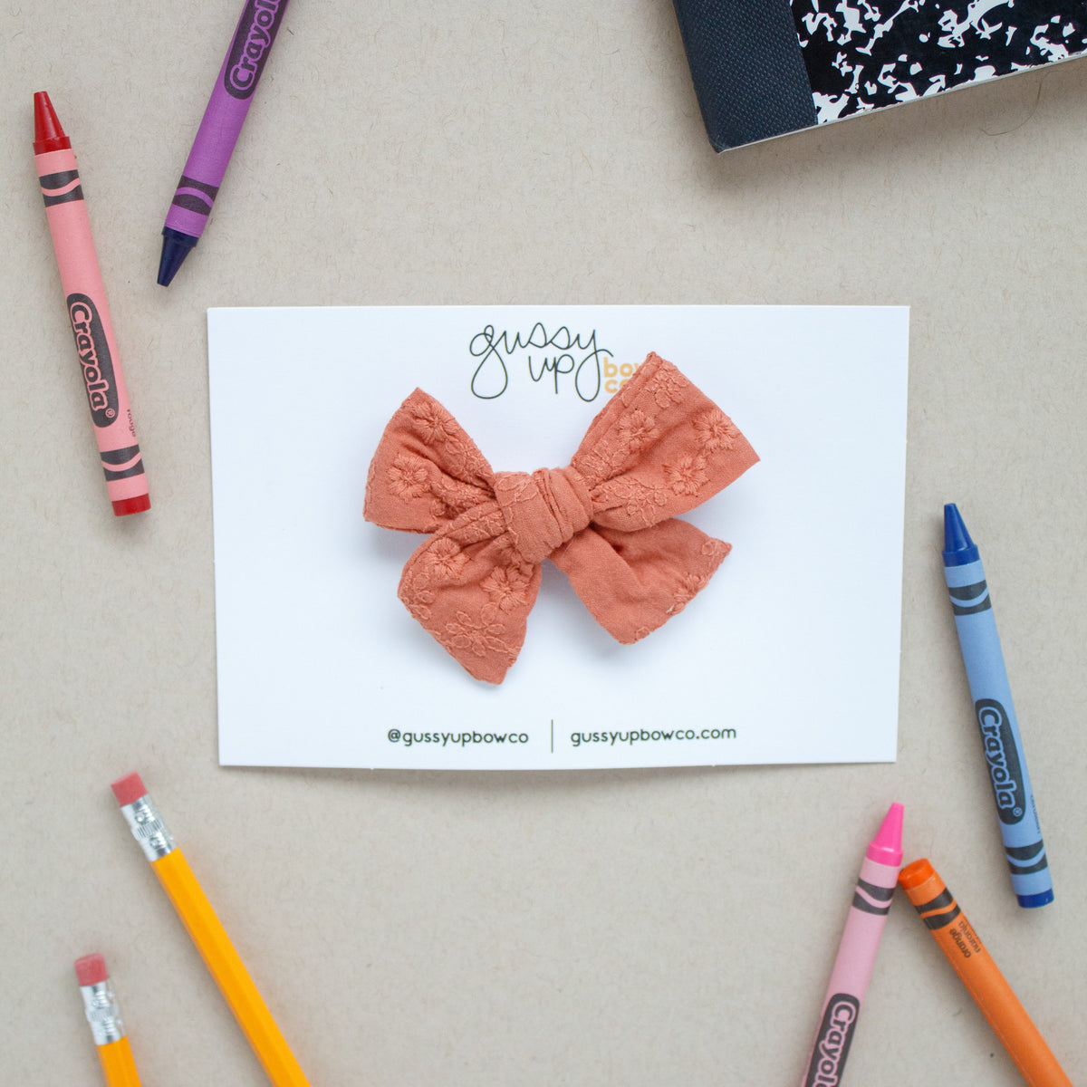 Coral Embroidered Mini Classic Bow | Back to School 24 Collection