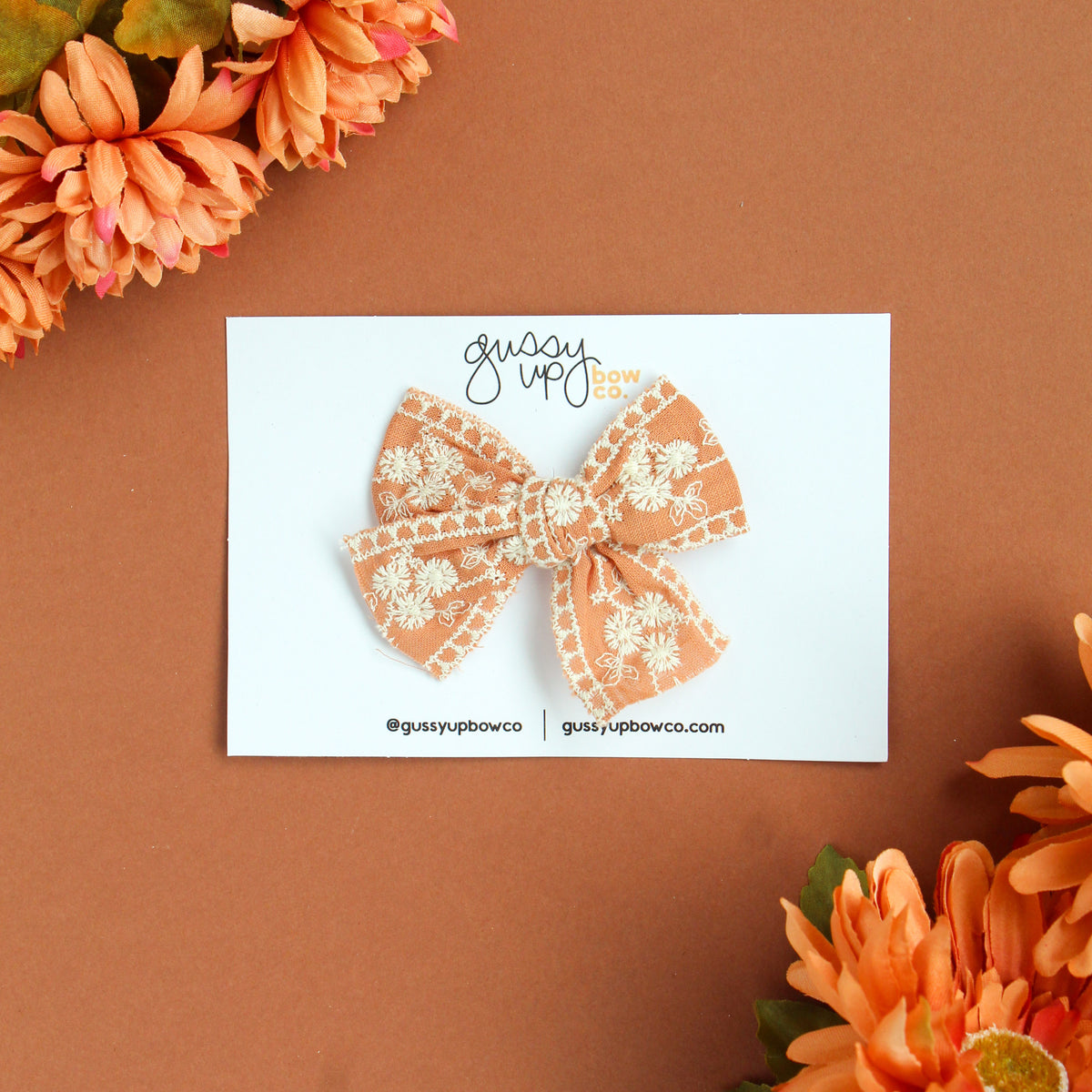 Rust Embroidered Bow