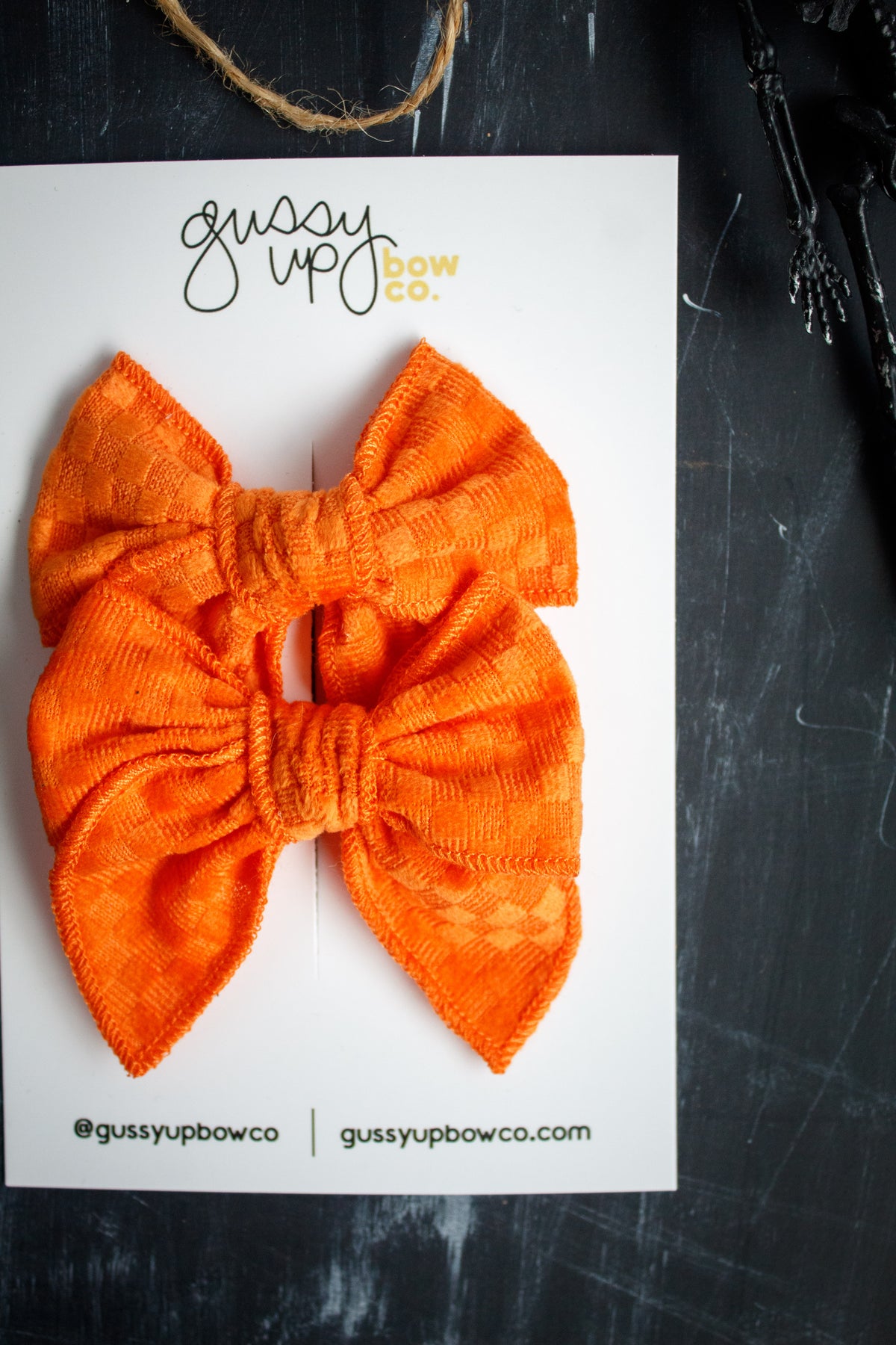 Orange Velvet Checker Whimsy Pigtail Set | Halloween 24 Collection