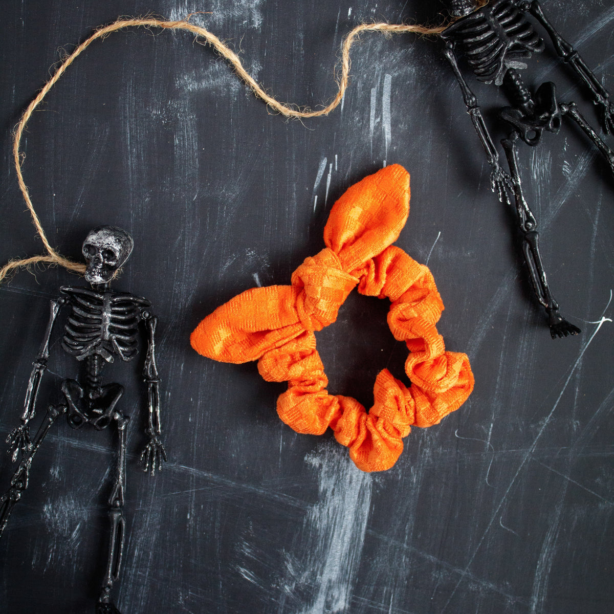 Orange Velvet Checker | Scrunchie | Halloween 24 Collection