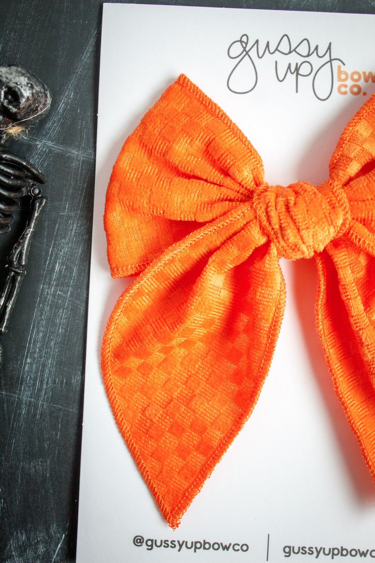 Orange Velvet Checker | Whimsy Bow | Halloween 24 Collection