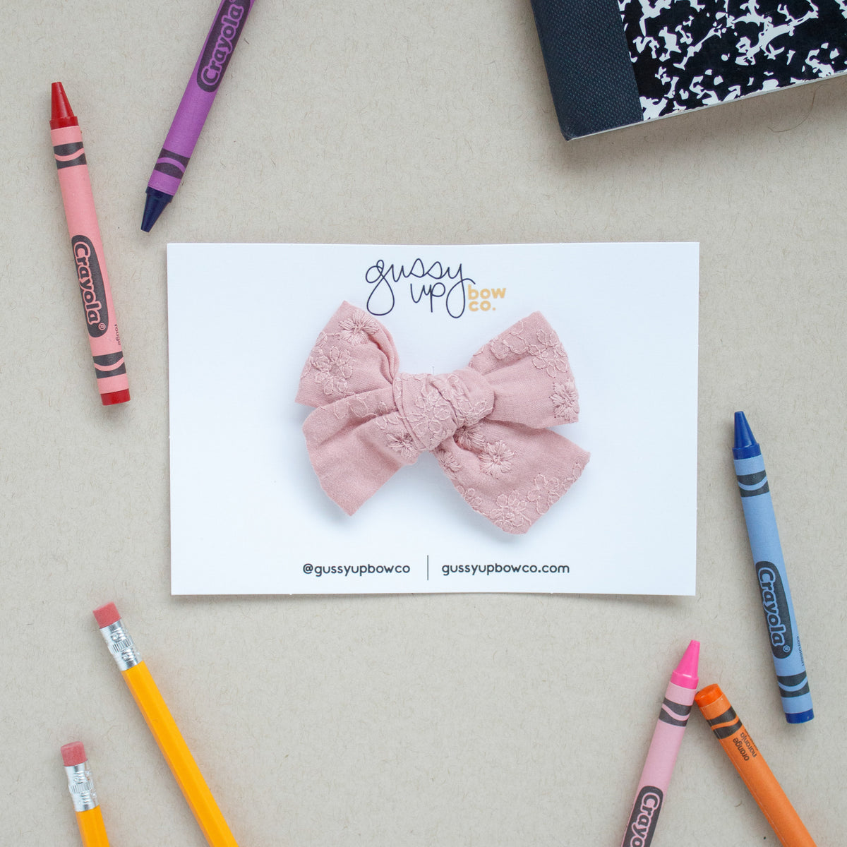 Pink Embroidered Mini Classic Bow | Back to School 24 Collection