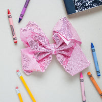 Pink Sequin Large Glam Bow | Back to School 24 Collection