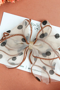 Brown Velvet Dot Fancy Bow