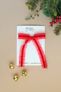 Crimson Ruffle Ribbon Extra Bow