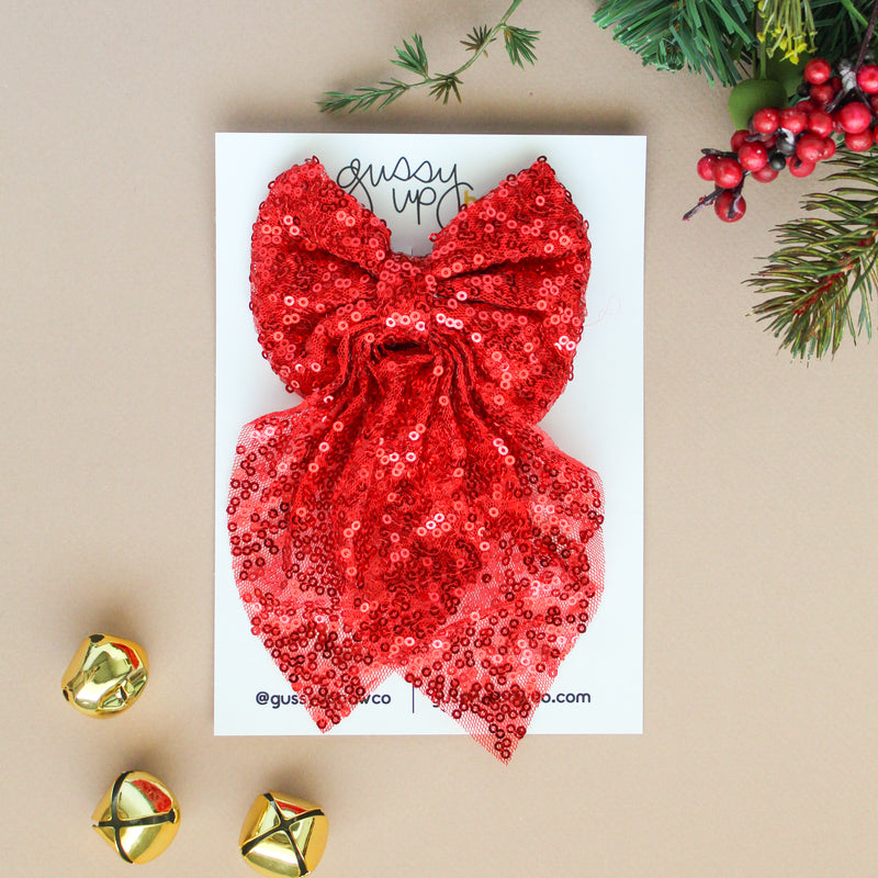 Red Sequin Fancy Bow