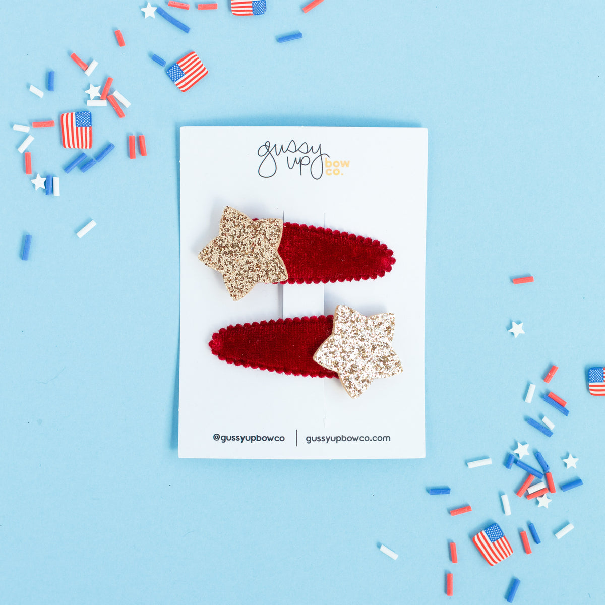 Red Velvet Sparkle Star Snap Clip Set
