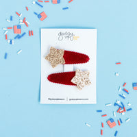 Red Velvet Sparkle Star Snap Clip Set
