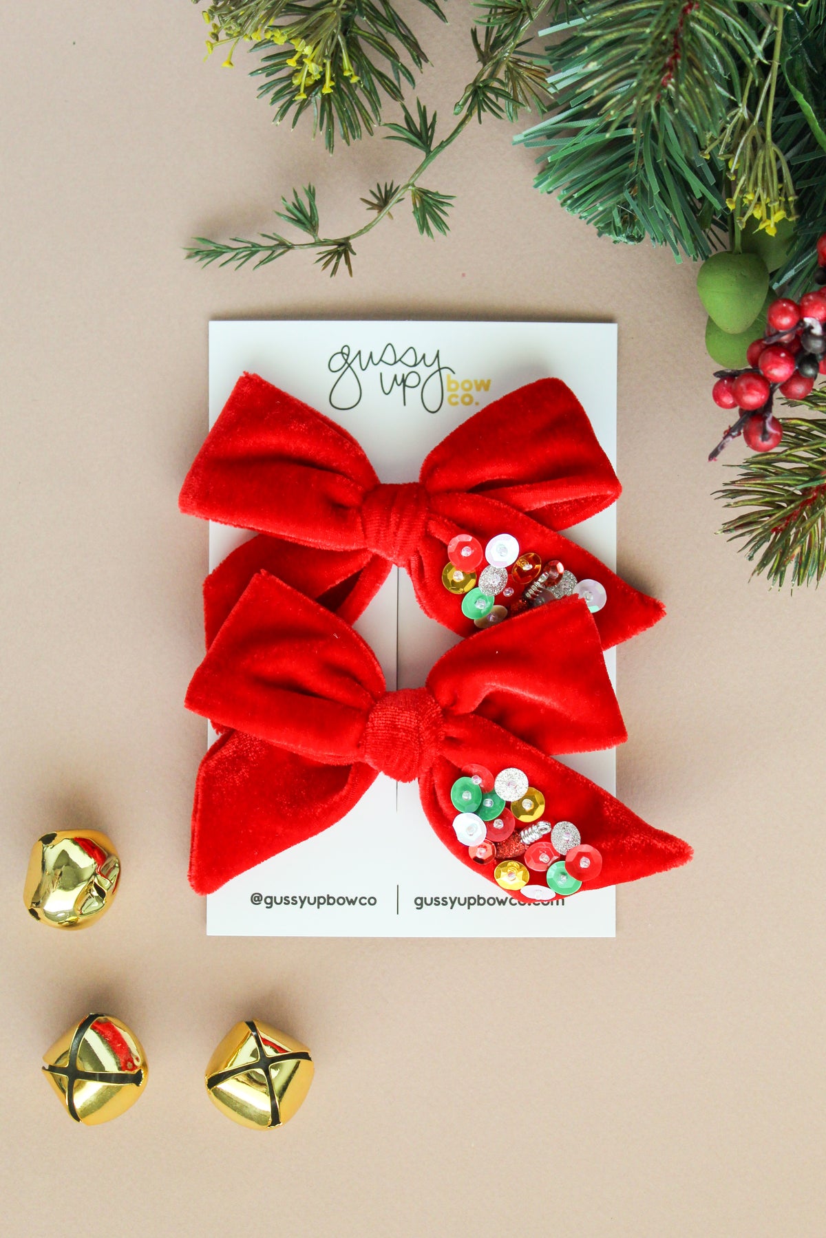 Deck the Halls Velvet Pigtail Set