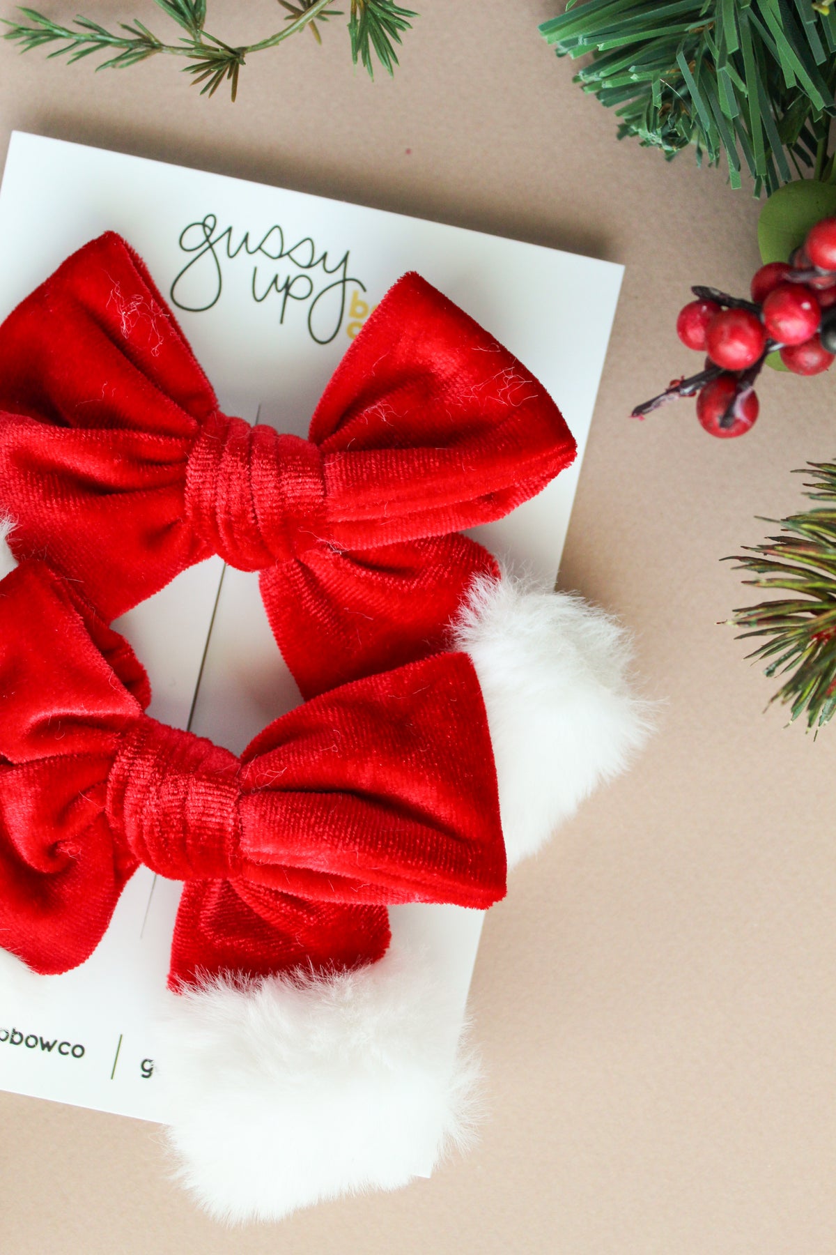 Santa Baby Velvet Pigtail Set