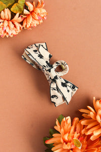 Tan Floral Bow Claw Clip