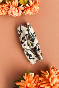 Tan Floral Bow Claw Clip