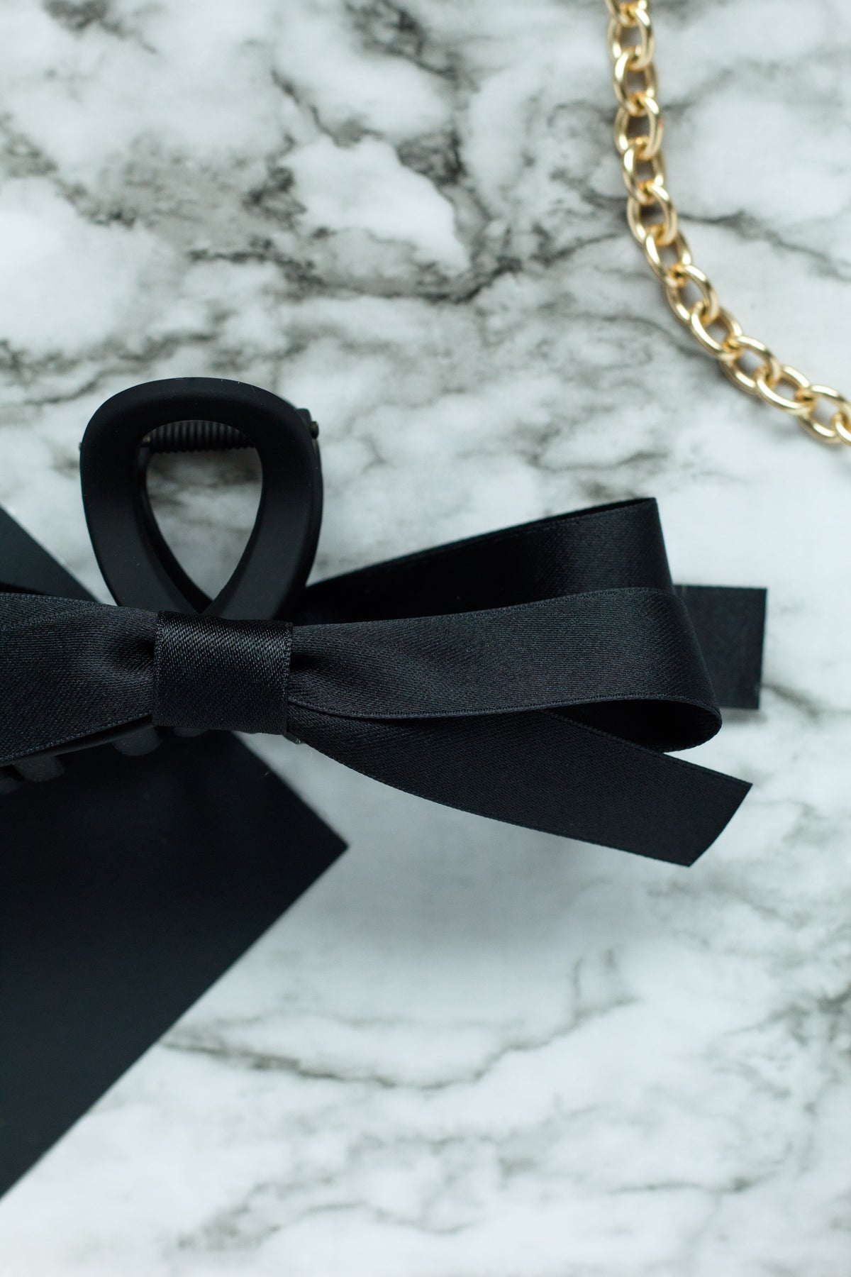 Black Satin Bow Claw Clip