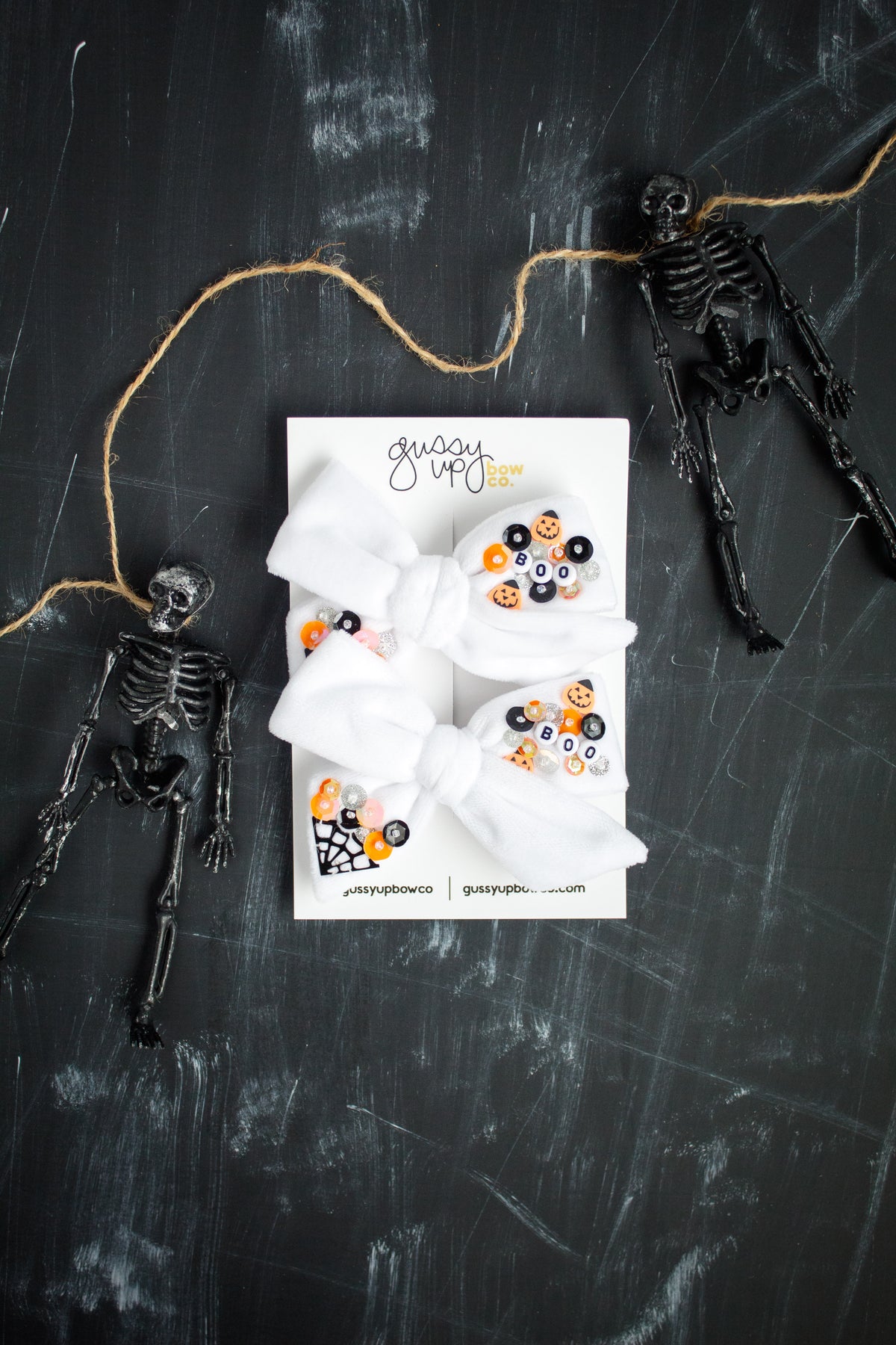 Cobwebs Sequin Bow Pigtail Set | Halloween 24 Collection