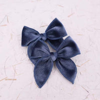 Slate Blue Velvet Whimsy Pigtail Set