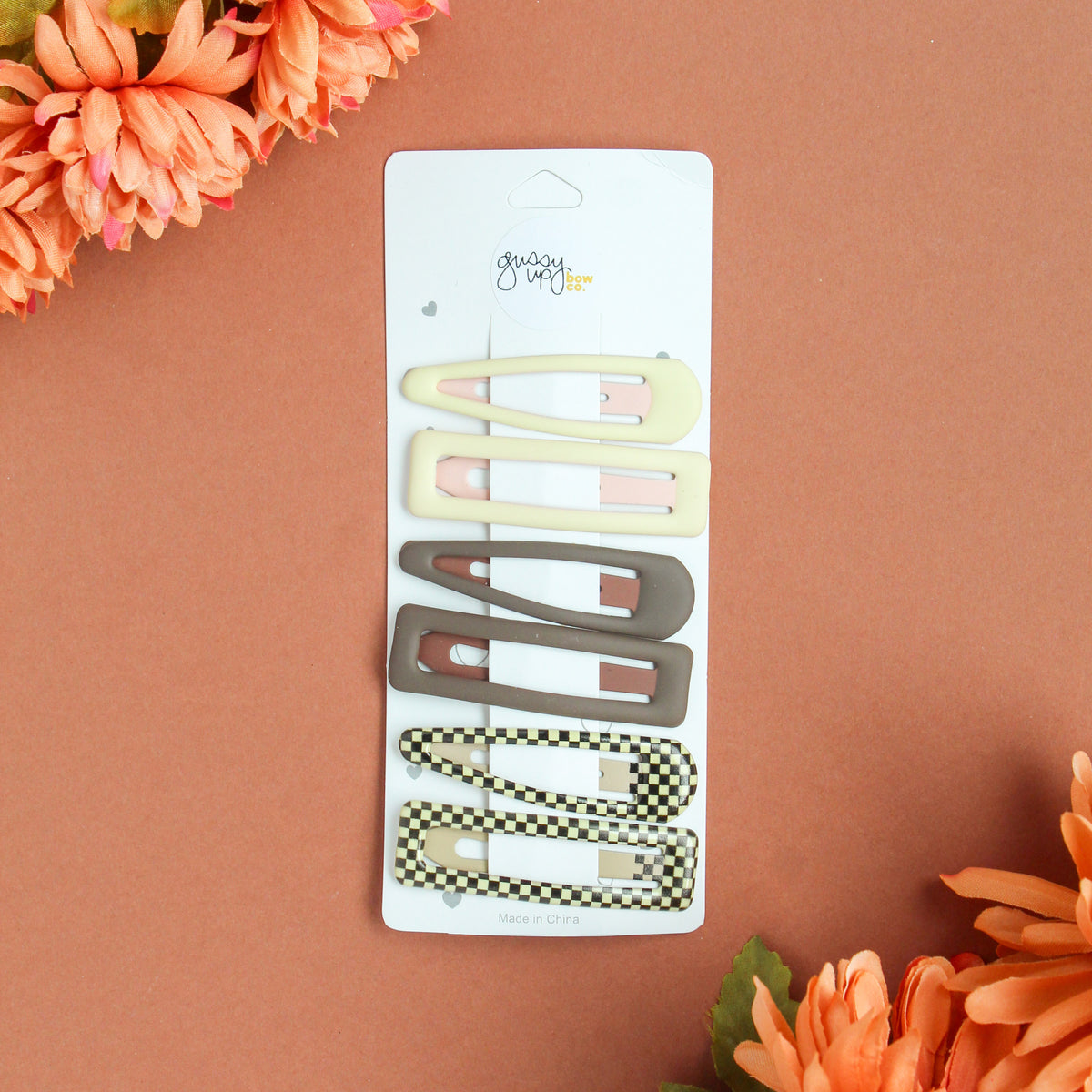 Fall Checker Snap Clip Set