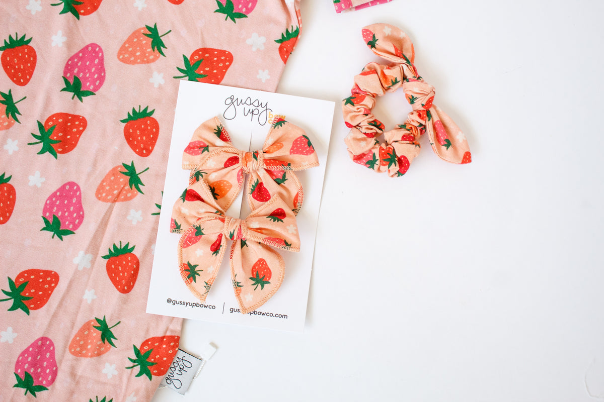 Strawberry Whimsy Pigtail Set | Tutti Fruity Collection