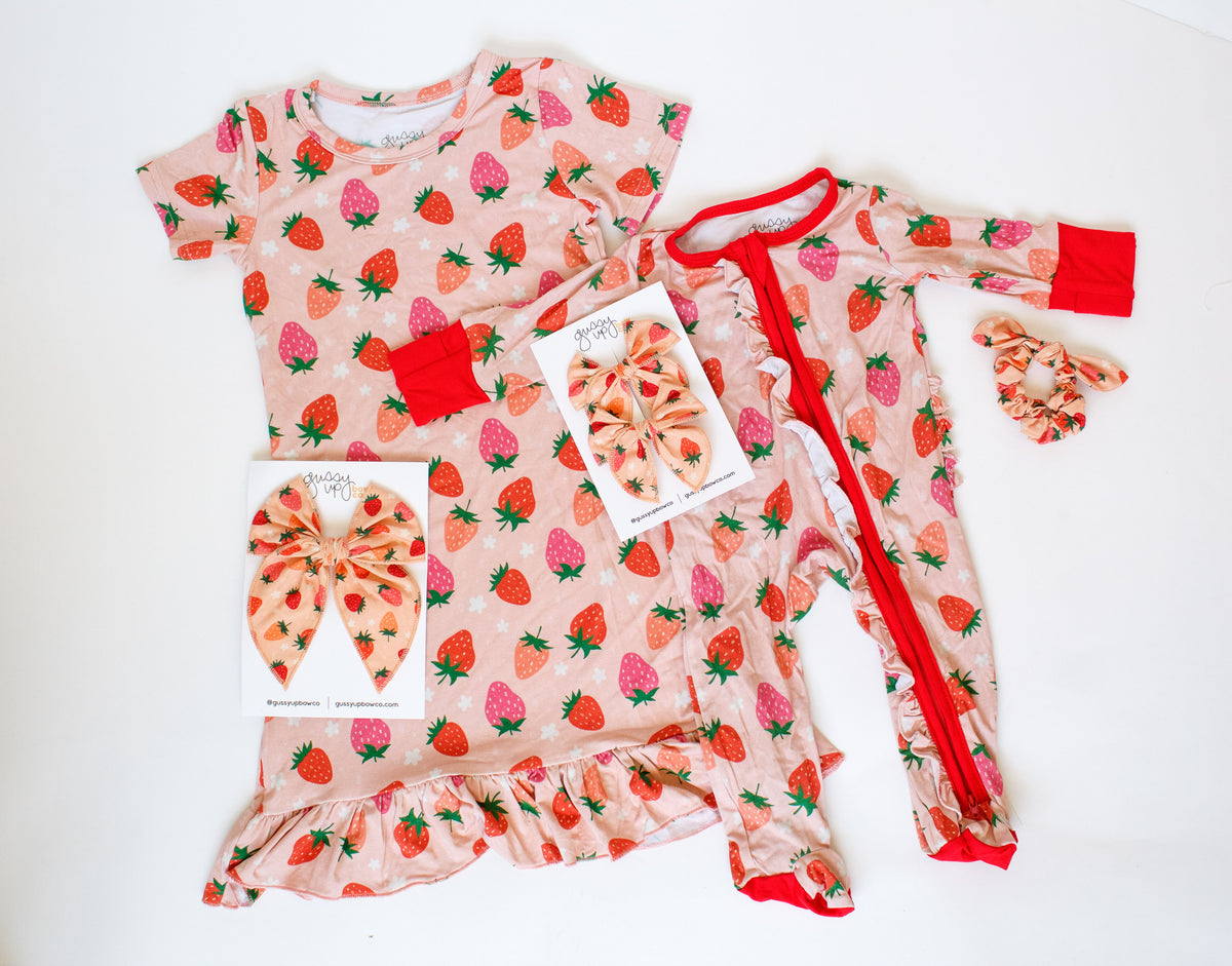 Strawberry Whimsy Pigtail Set | Tutti Fruity Collection