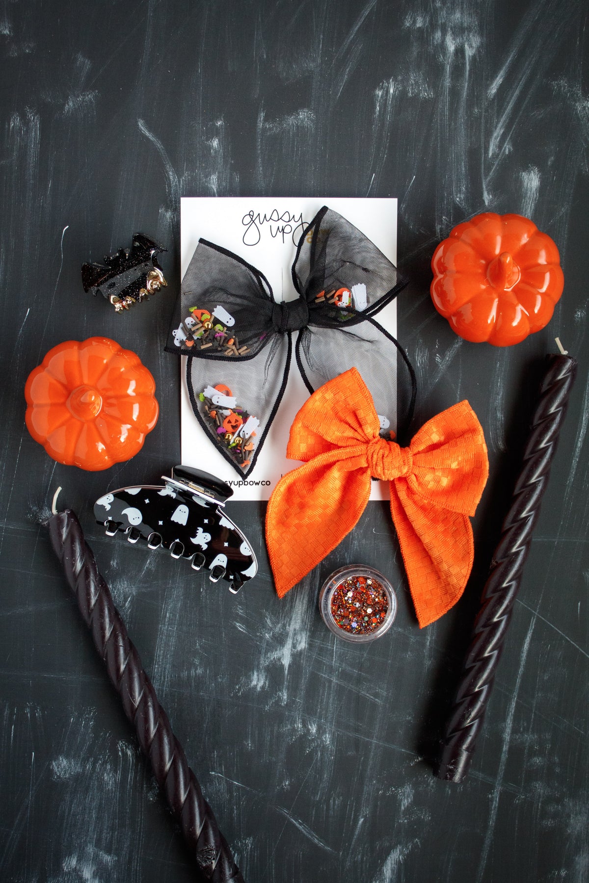 Orange Velvet Checker | Scrunchie | Halloween 24 Collection