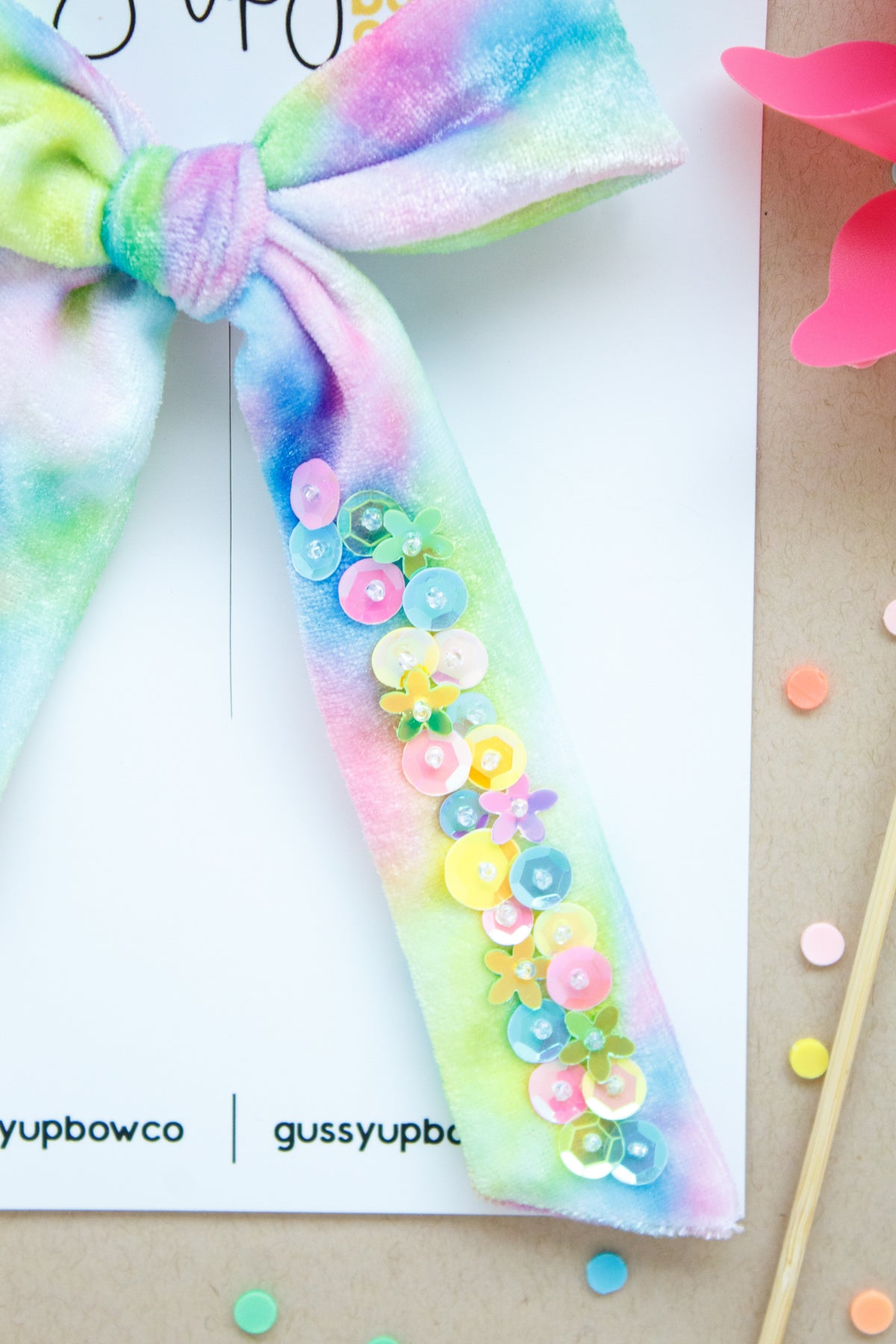 Neon Tie Dye Sequin Extra Bow | Neon Summer Collection