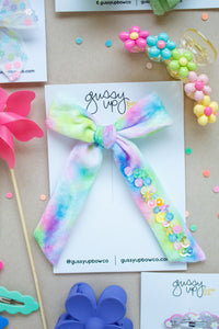 Neon Tie Dye Sequin Extra Bow | Neon Summer Collection