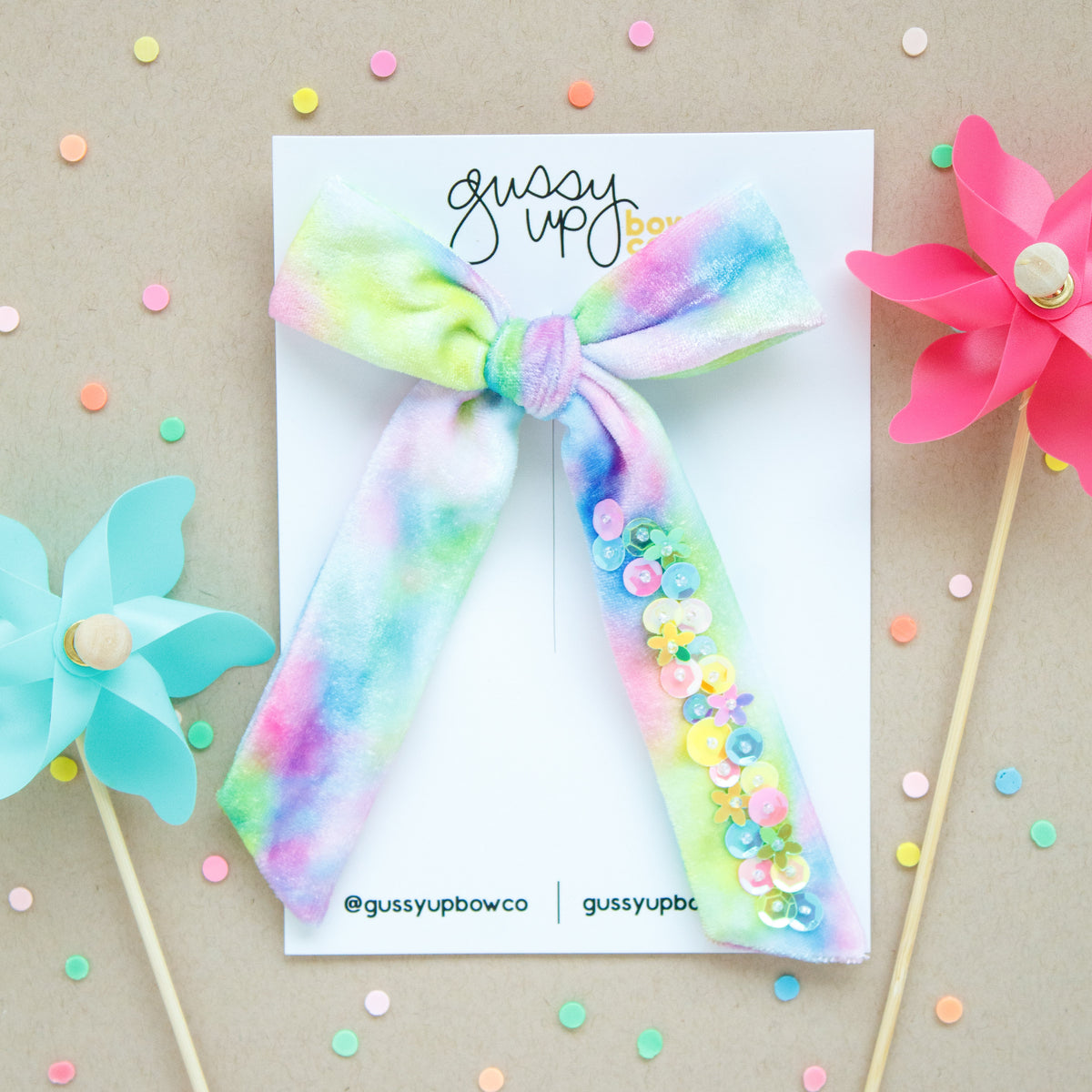 Neon Tie Dye Sequin Extra Bow | Neon Summer Collection