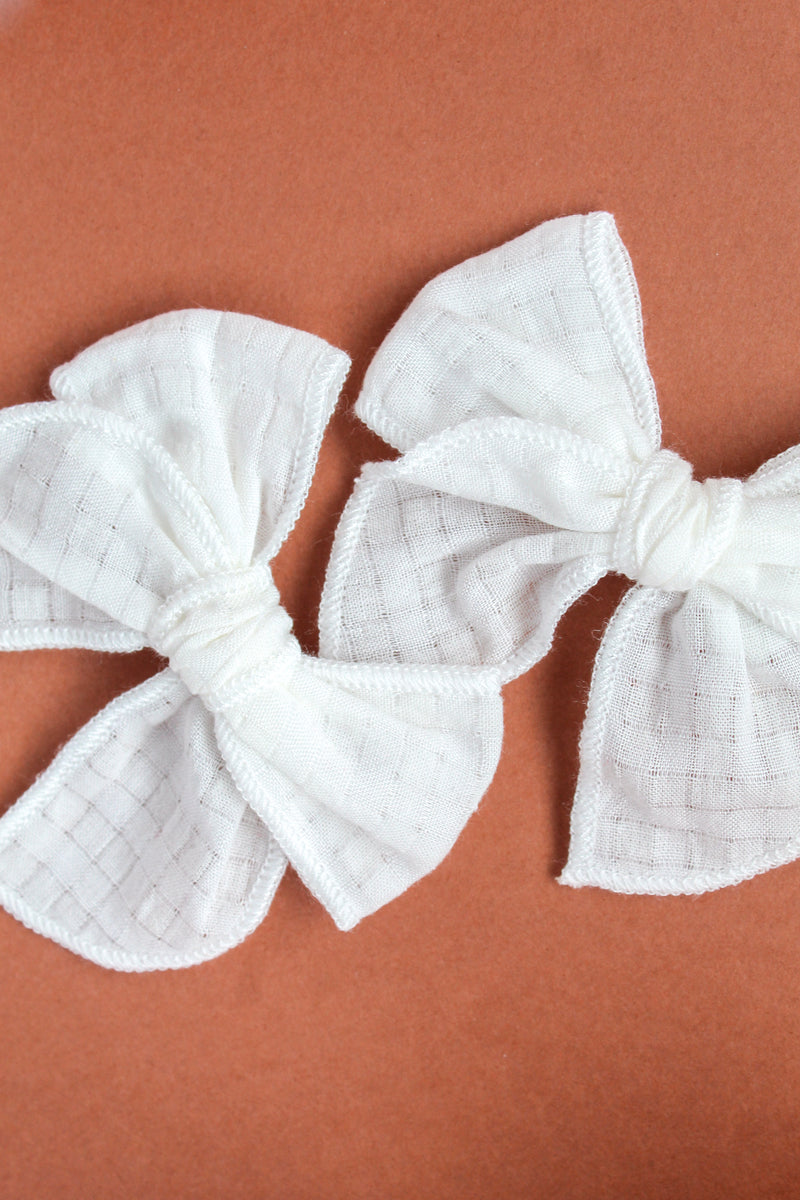 White Window Pane Pigtail Set | Whimsy Bow