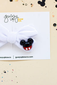 White Velvet Mouse Charm  | Classic Bow | Happiest Place Collection