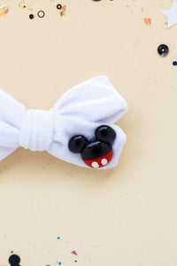 White Velvet Mouse Charm | Classic Pigtail Set | Happiest Place Collection