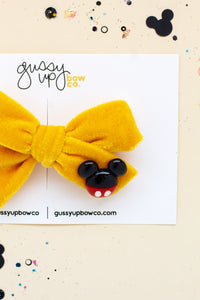 Yellow Velvet Mouse Charm | Classic Pigtail Set | Happiest Place Collection