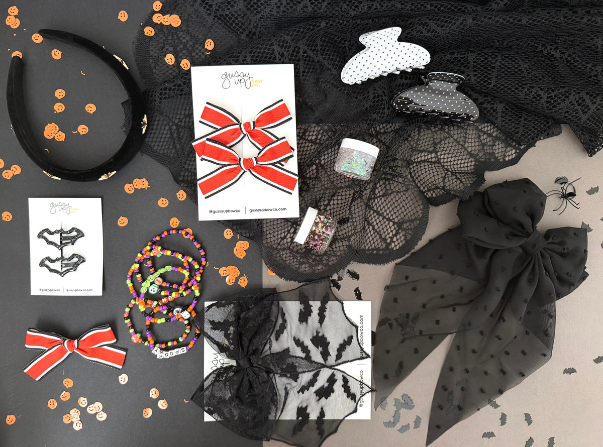 Black Swiss Dot Fancy Bow