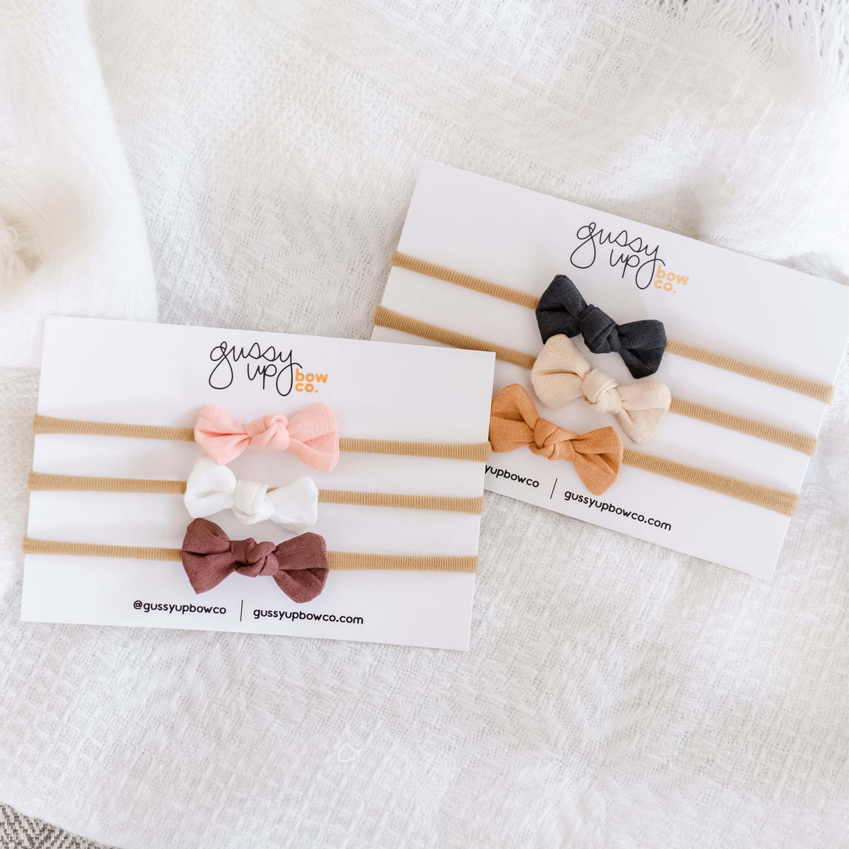 Neutral Mini Knot Bow Set | Newborn Bows