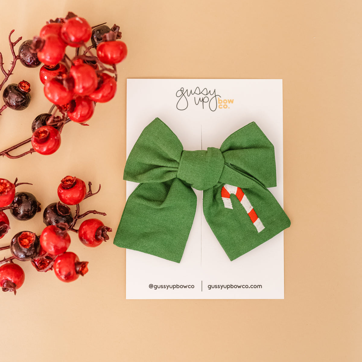 Candy Cane Embroidered Bow | Christmas 24 Collection