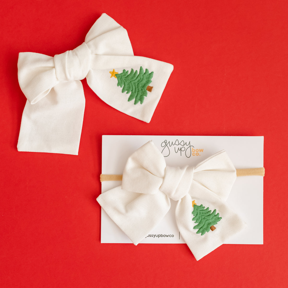 Christmas Tree Embroidered Bow | Christmas 24 Collection