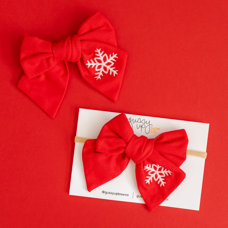 Snowflake Embroidered Bow | Christmas 24 Collection