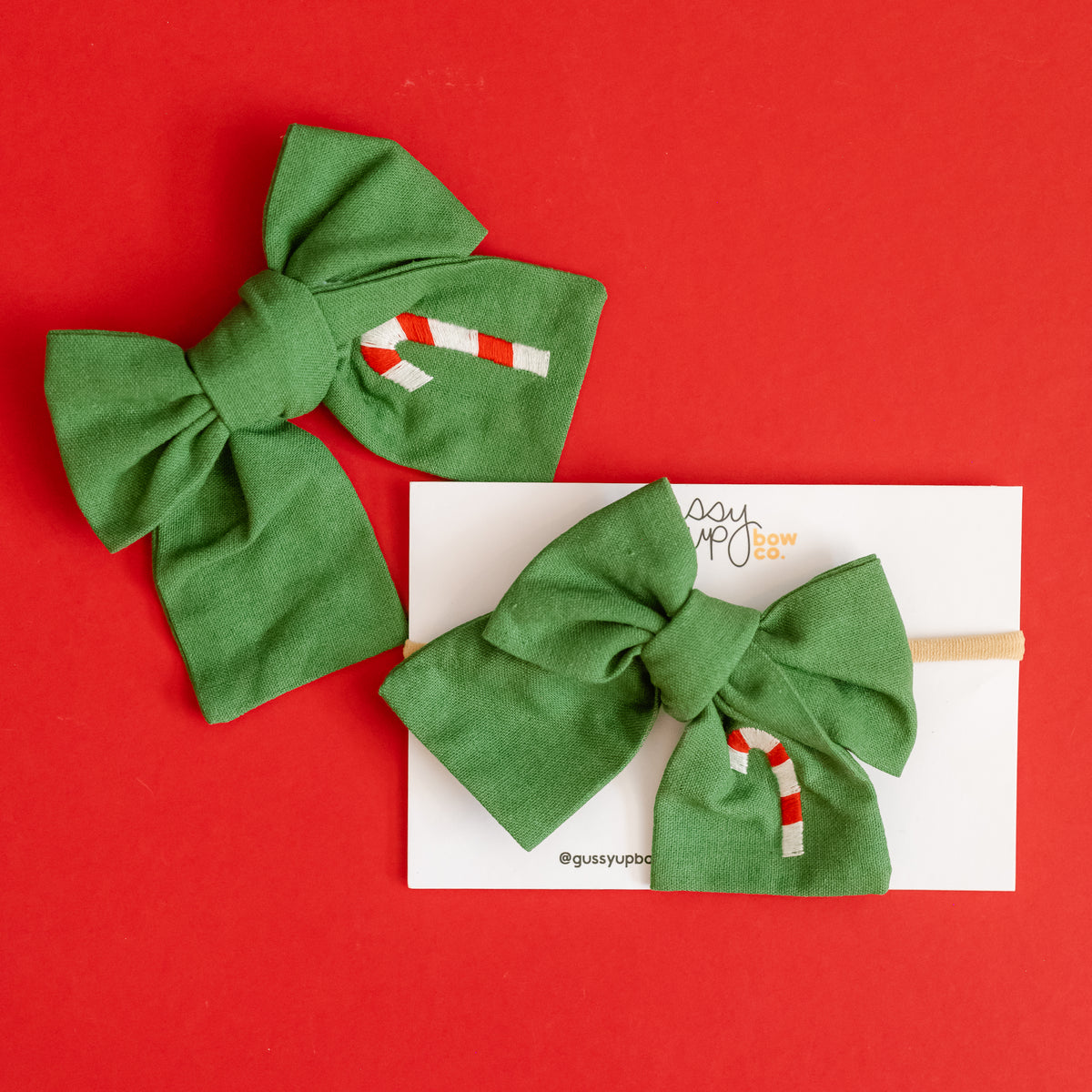 Candy Cane Embroidered Bow | Christmas 24 Collection